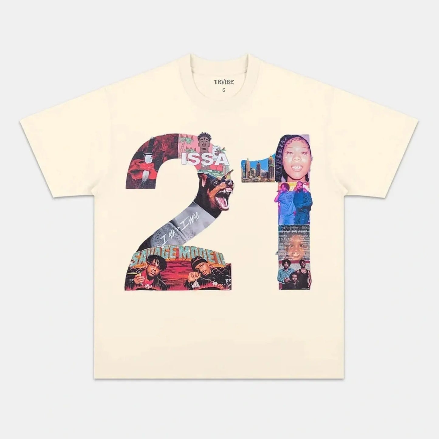 21 SAVAGE & HEAD COLLAGE TEE