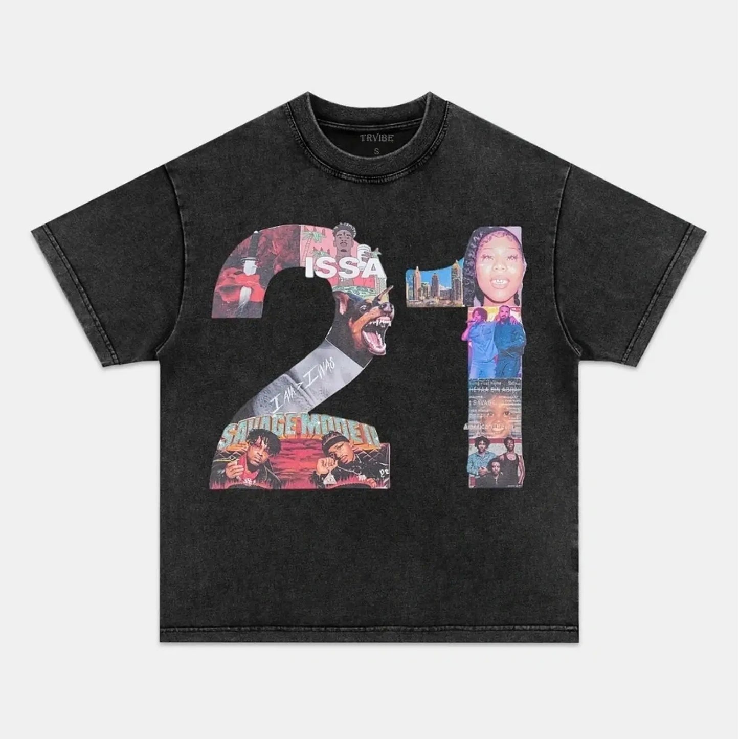 21 SAVAGE & HEAD COLLAGE TEE
